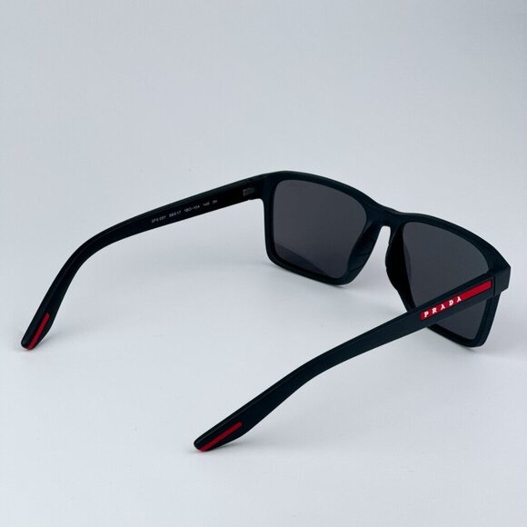 Prada Linea Rossa PS05YS 1BO10A BRAND NEW Sunglasses Matte Black Grey Red Unisex - Picture 7 of 10
